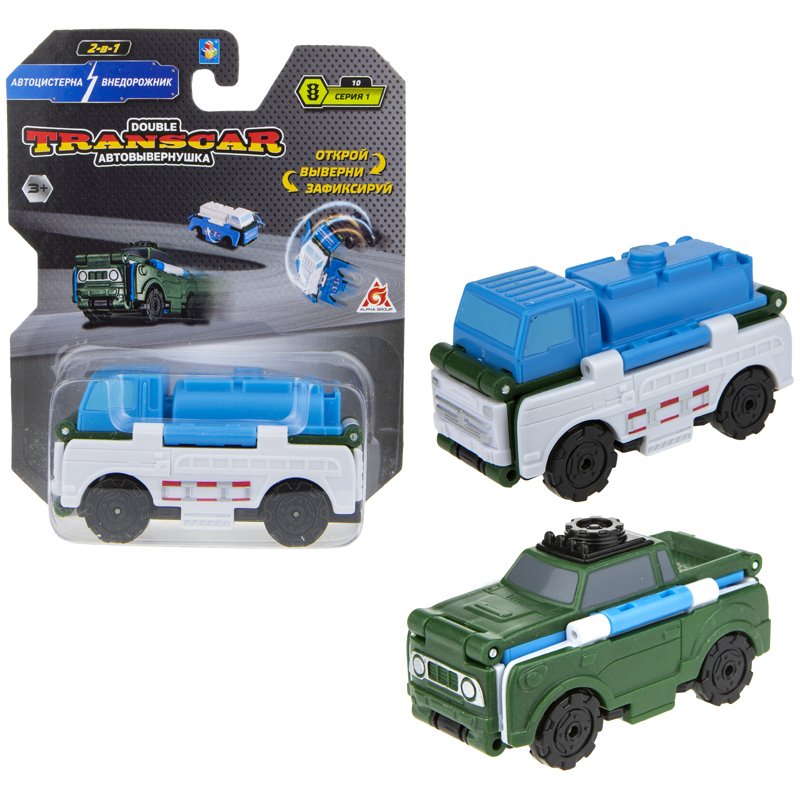 Машина игрушечная 1toy "Transcar Double: Автоцистерна – Внедорожник", 8см, блистер Т18285