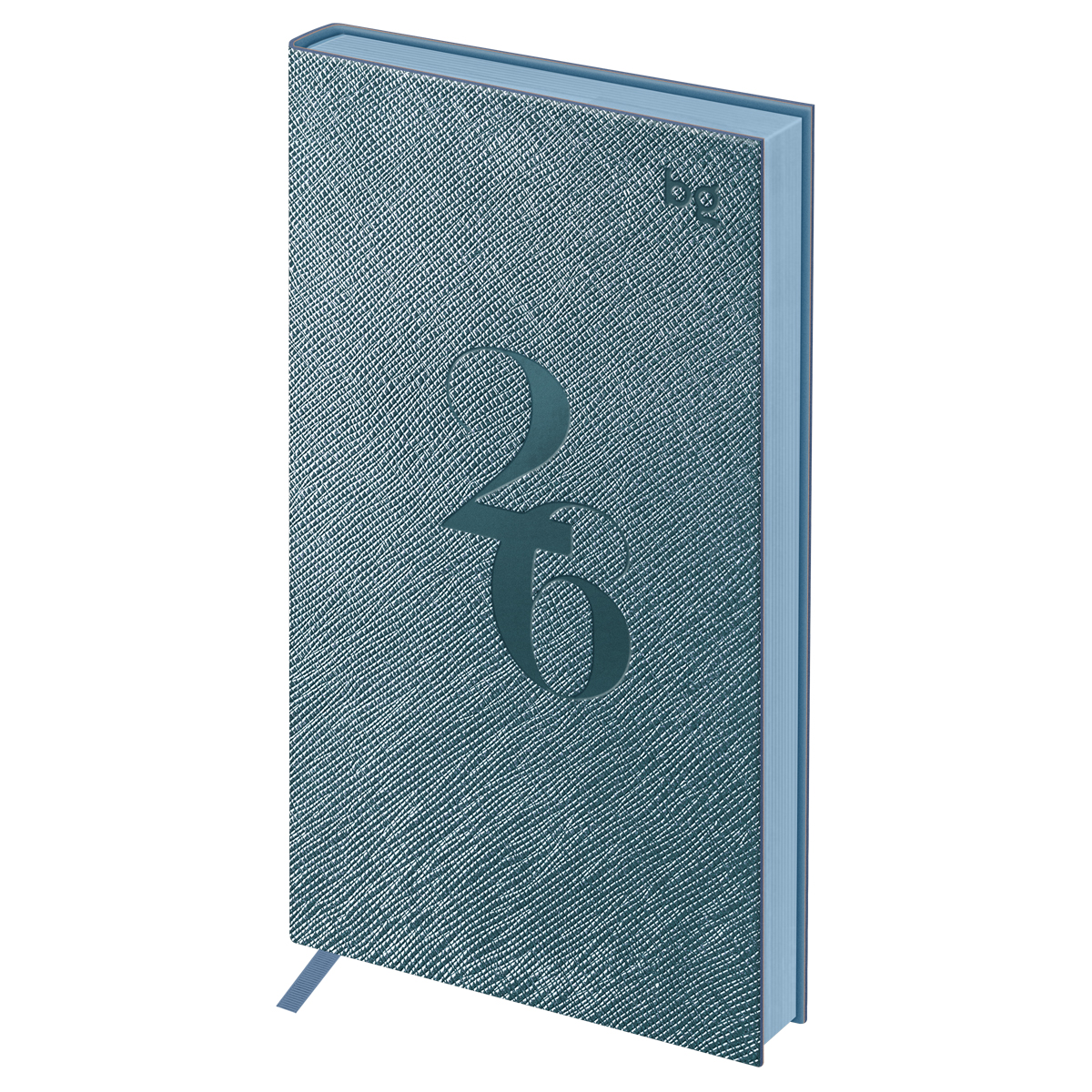 Еженедельник датированный 2026г., 90*165, 64л., мягкий переплет, кожзам, BG "Shine. Cobalt", серо-голубой, цветной срез Wd_09835