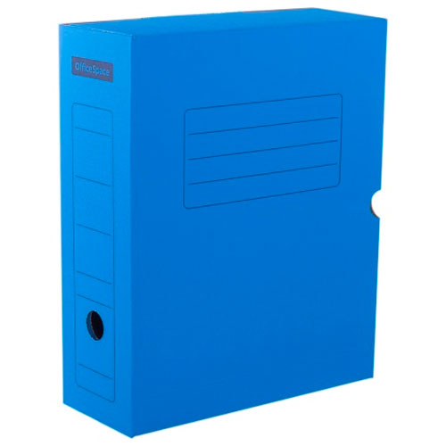 Короб архивный с клапаном OfficeSpace, микрогофрокартон, 100мм, синий, до 900л. 225408