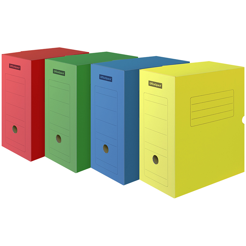Короб архивный с клапаном OfficeSpace, микрогофрокартон, 150мм, ассорти цветной, до 1400л. (225415)