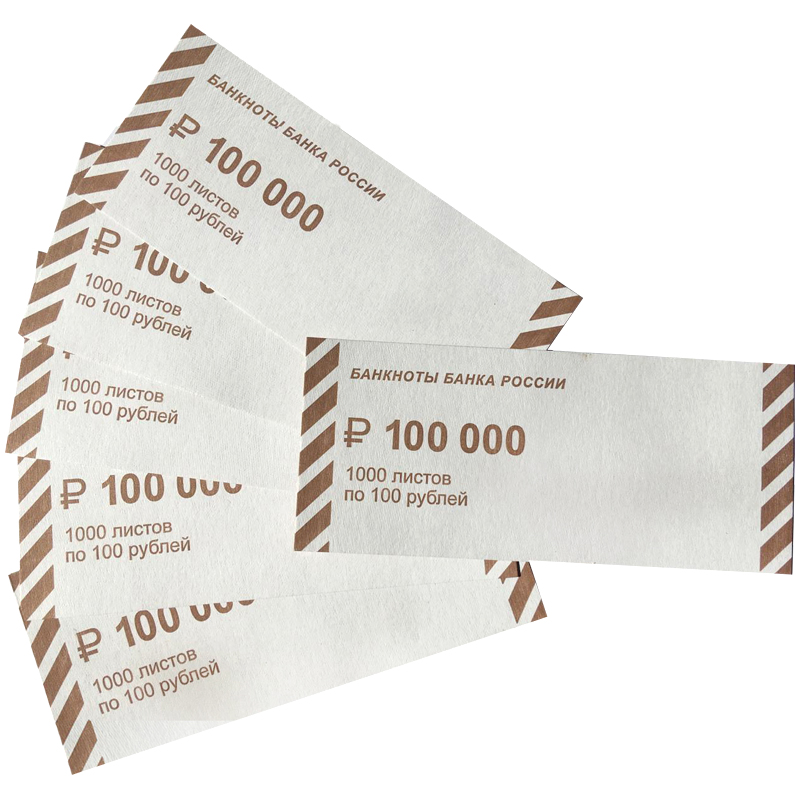 Накладка для банкнот номиналом  100руб., картон, 1000шт. 10010