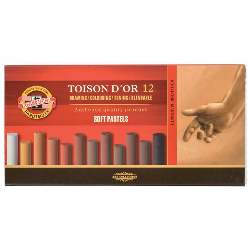 Пастель художественная Koh-I-Noor "Toison D or Soft 8592 Brown line", 12 цветов, картон. упаковка 85