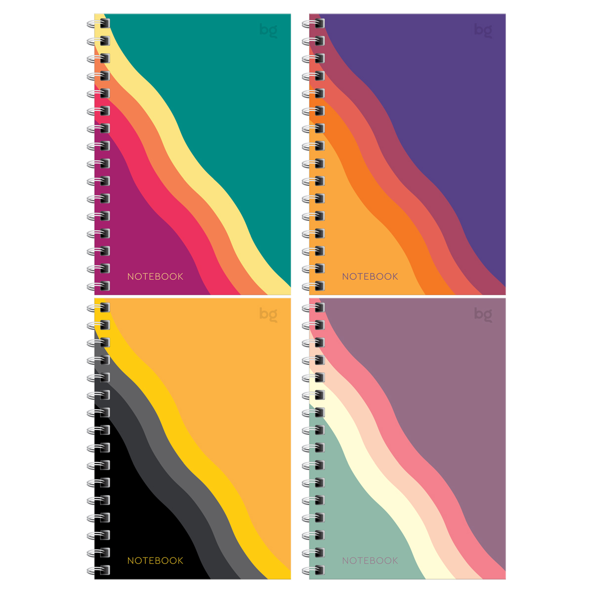 Записная книжка А6 120л. на гребне BG "Bright wave" ЗК6гр120 12789
