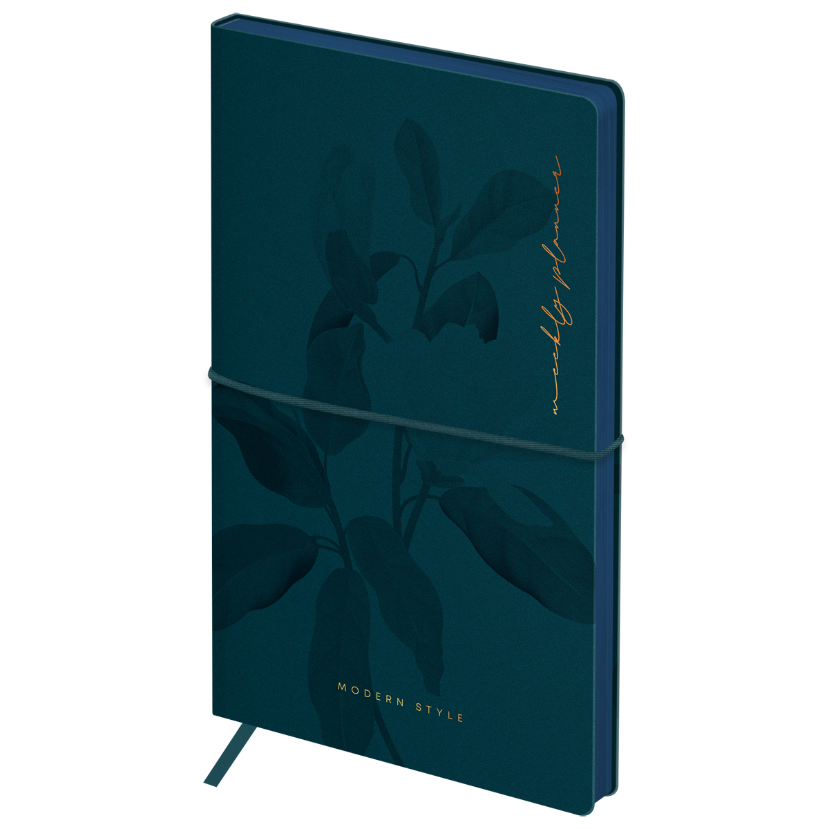 Еженедельник недатированный, 100*170мм, 64л., мягкий переплет, кожзам, Greenwich Line "Floret. Azure", с резинкой Wu_60056