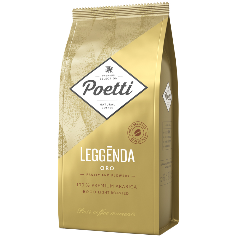 Кофе в зернах Poetti "Leggenda Oro", вакуумный пакет, 1кг 18003