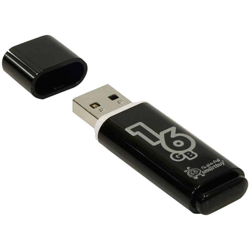 Память Smart Buy "Glossy"  16GB, USB 2.0 Flash Drive, черный SB16GBGS-K