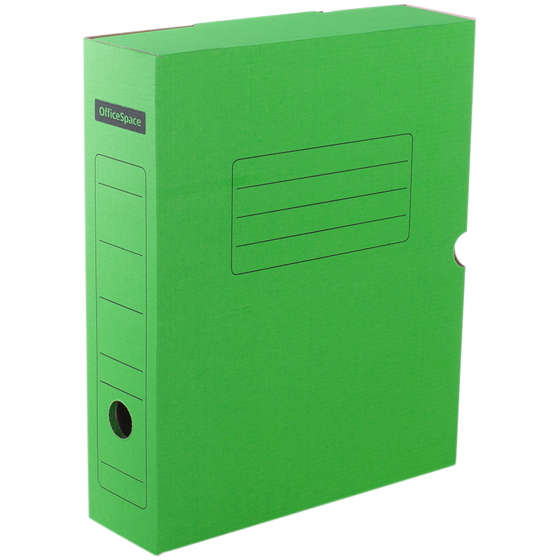 Короб архивный с клапаном OfficeSpace, микрогофрокартон,  75мм, зеленый, до 700л. 225414