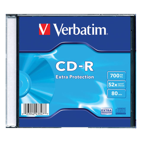 Диск CD-R VERBATIM DL 700Mb 52х Slim Case 43347 (ш/к-3477)