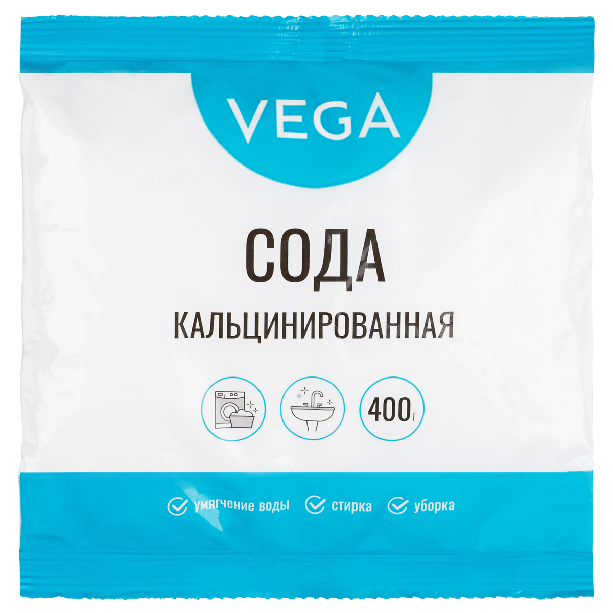 Сода кальцинированная, Vega, 400г, полиэтиленовый пакет 359439