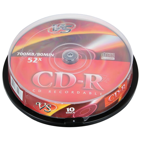 Диски CD-R VS 700Mb 52x КОМПЛЕКТ 10шт Cake Box VSCDRCB1001 (ш/к - 20083 ) VSCDRCB1001
