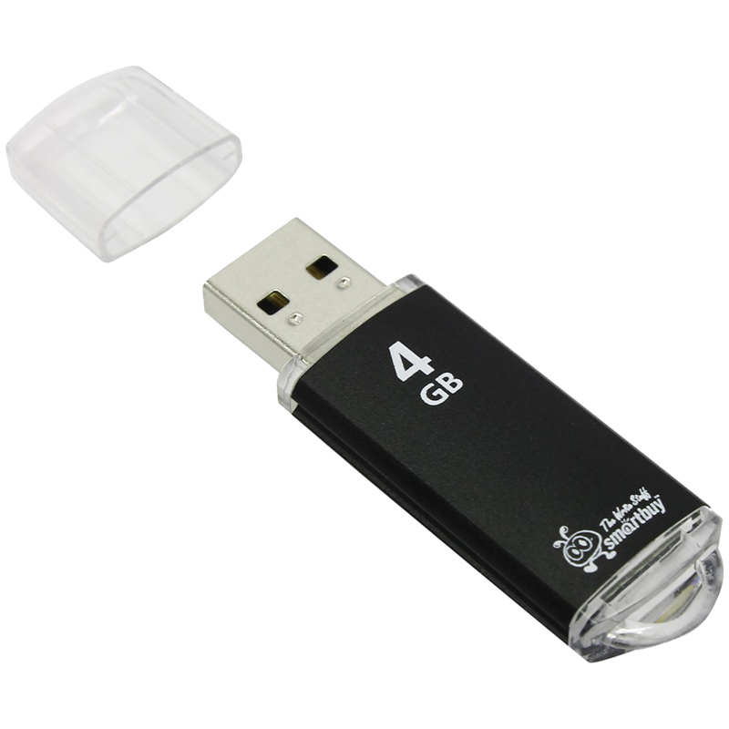 Память Smart Buy "V-Cut"  4GB, USB 2.0 Flash Drive, черный (металл. корпус ) SB4GBVC-K