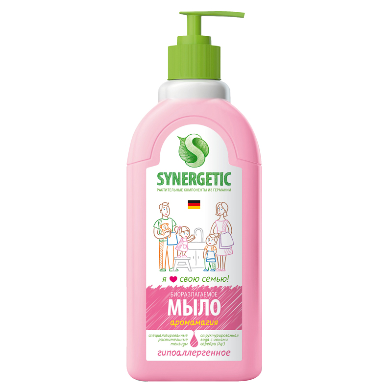 Мыло жидкое Synergetic "Аромамагия", биоразлагаемое, с дозатором, 500мл 4623722341310