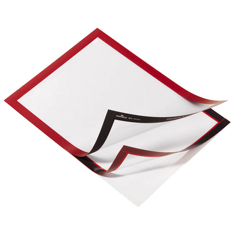 Комплект рамок самоклеящихся магнитных информационных 2шт. Durable "Duraframe" А4, красный 4872-03