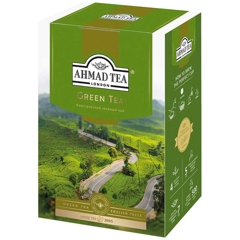 Чай Ahmad Tea "Green Tea", зеленый, листовой, 200г 1310-1