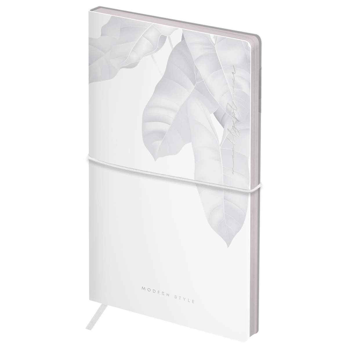 Еженедельник недатированный, 100*170мм, 64л., мягкий переплет, кожзам, Greenwich Line "Floret. Pearl", с резинкой Wu_60058