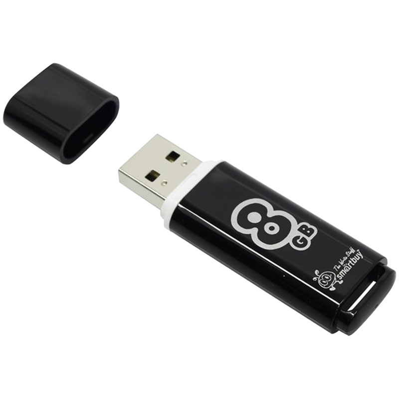 Память Smart Buy "Glossy"   8GB, USB 2.0 Flash Drive, черный SB8GBGS-K