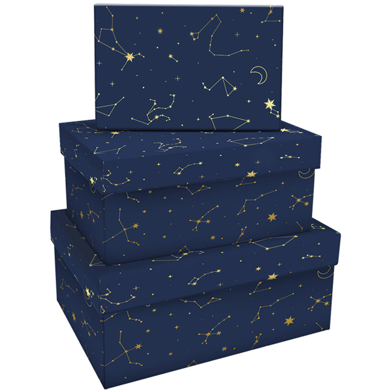Набор прямоугольных коробок 3в1, MESHU "Golden constellation", (19*12*7,5-15*10*5см) MS_46605
