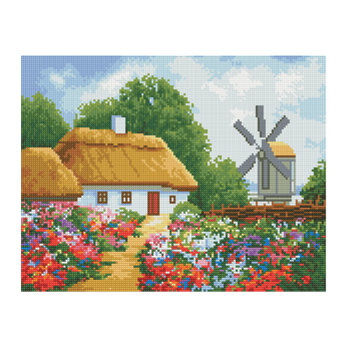 Алмазная мозаика ТРИ СОВЫ "Хутор", 30*40см, холст, картонная коробка с пластиковой ручкой АМ3040_47529