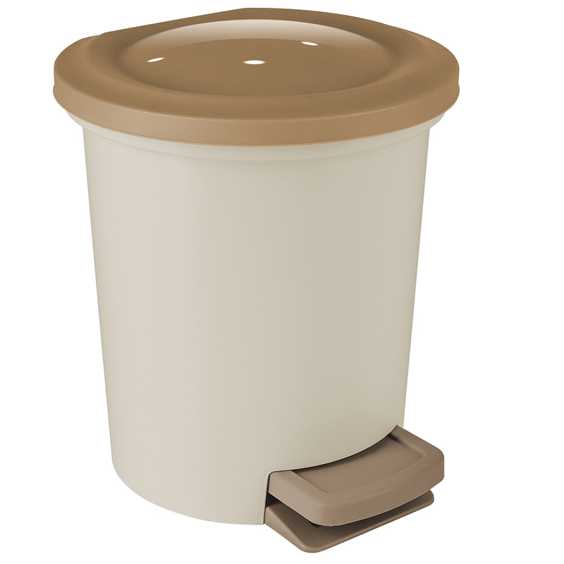 Ведро-контейнер для мусора (урна) Spin&Clean "Ориджинал", 6л, с педалью, круглое, пластик, кофейного