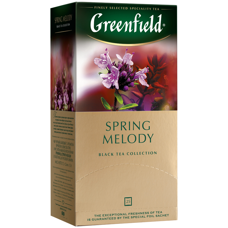 Чай Greenfield "Spring Melody", черный с ароматом мяты, чабреца, 25 фольг. пакетиков по 2г 0525-10