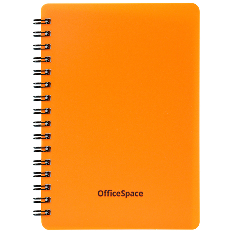 Записная книжка А6 60л. на гребне OfficeSpace "Neon", оранжевая пластиковая обложка Зк6к60грП_35417