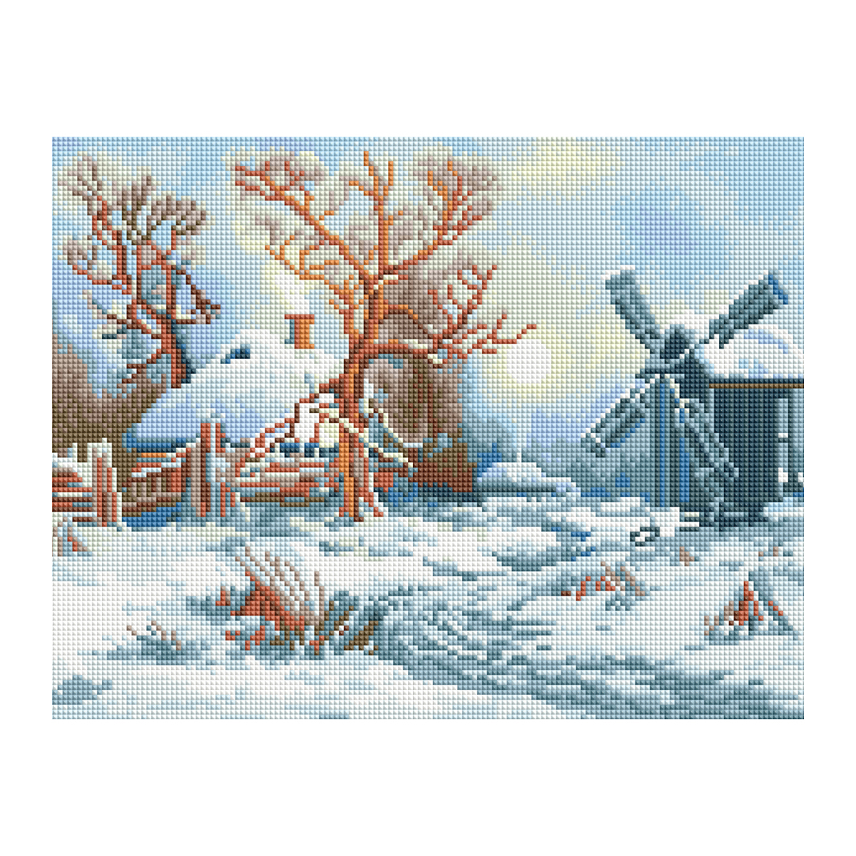 Алмазная мозаика ТРИ СОВЫ "Зима в деревне", 30*40см, холст, картонная коробка с пластиковой ручкой АМ3040_47528