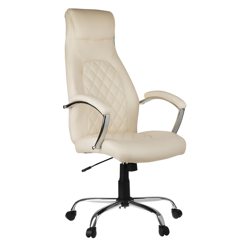 Кресло руководителя Helmi HL-E24 "Iсon", экокожа бежевая, хром 311365