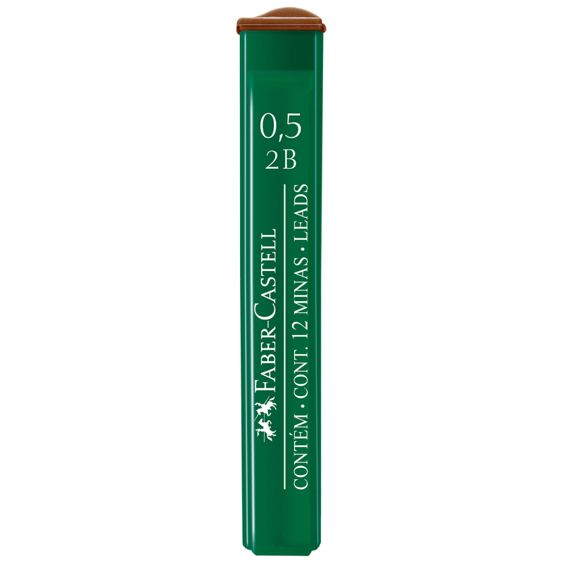 Грифели для механических карандашей Faber-Castell "Polymer", 12шт., 0,5мм, 2B (521502)