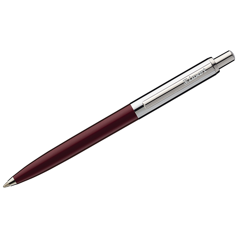 Ручка шариковая Luxor "Star" синяя, 1,0мм, корпус бордовый/хром, кнопочный механизм 1128