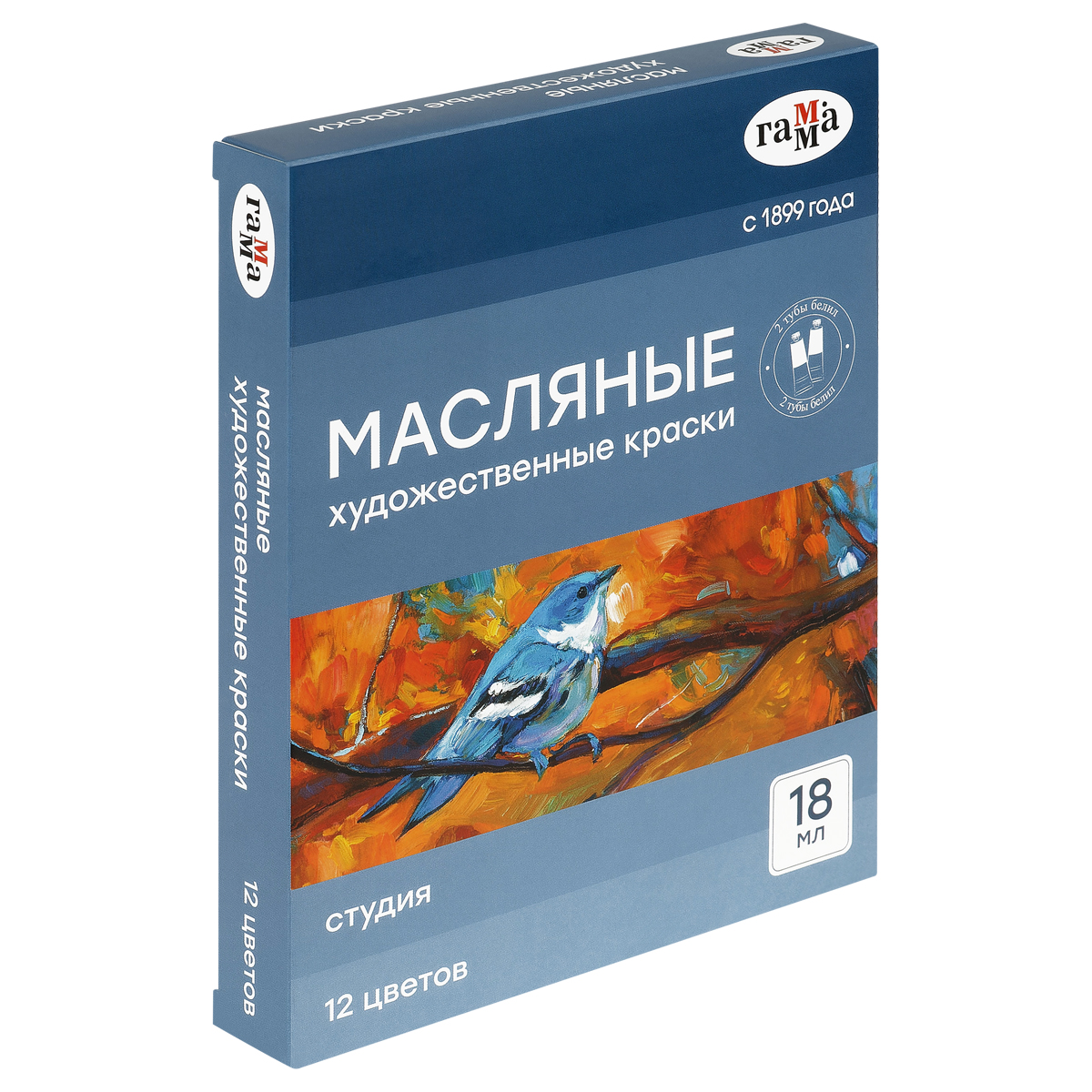 Краски масляные Гамма "Студия" 12 цветов, туба 18мл, картон. упаковка 1218018