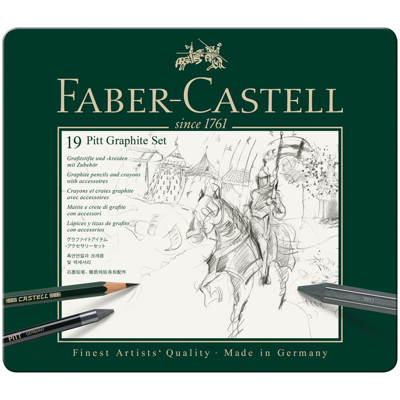 Набор карандашей ч/г Faber-Castell "Pitt Graphite", 19 предметов, заточен., метал. кор. (112973)