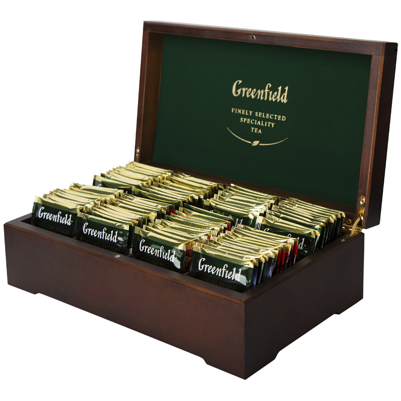 Подарочный набор чая Greenfield, 8 видов по 12 фольг. пакетиков, деревянная шкатулка 0463-12