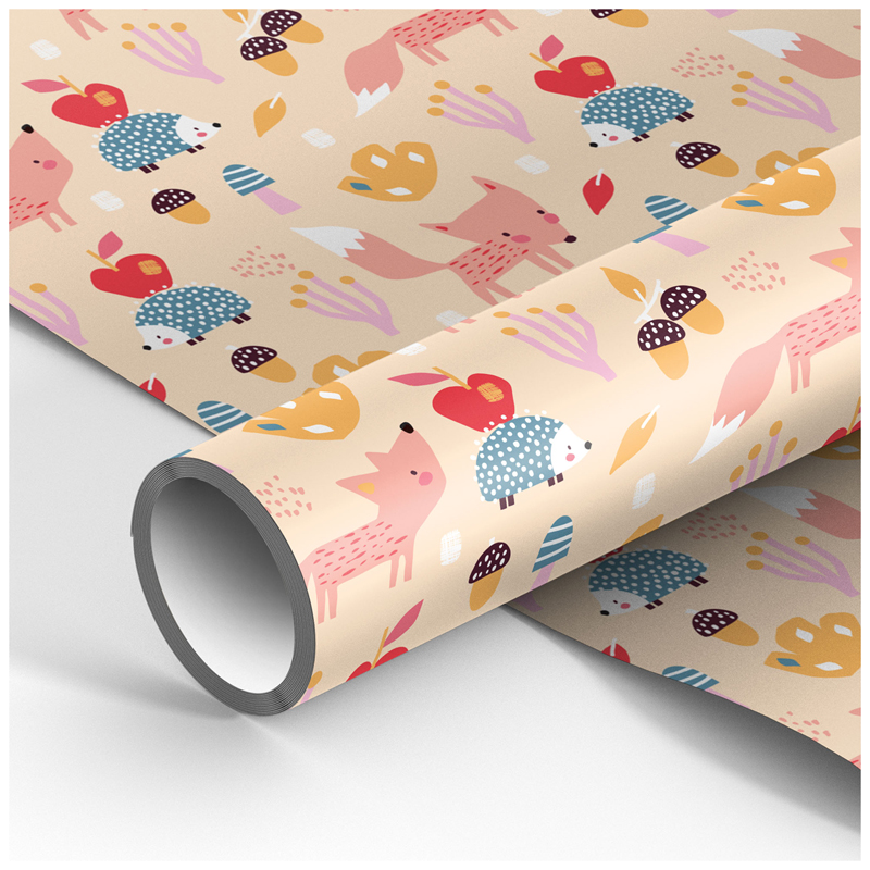 Упаковочная бумага глянц. 70*100см, MESHU "Fox and Hedgehog", 90г/м2 М100_41088
