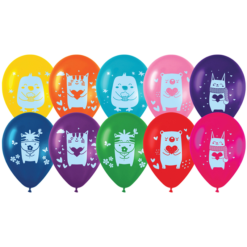 Воздушные шары,  50шт., М12/30см, MESHU "Kids friends", пастель, ассорти MS_42106
