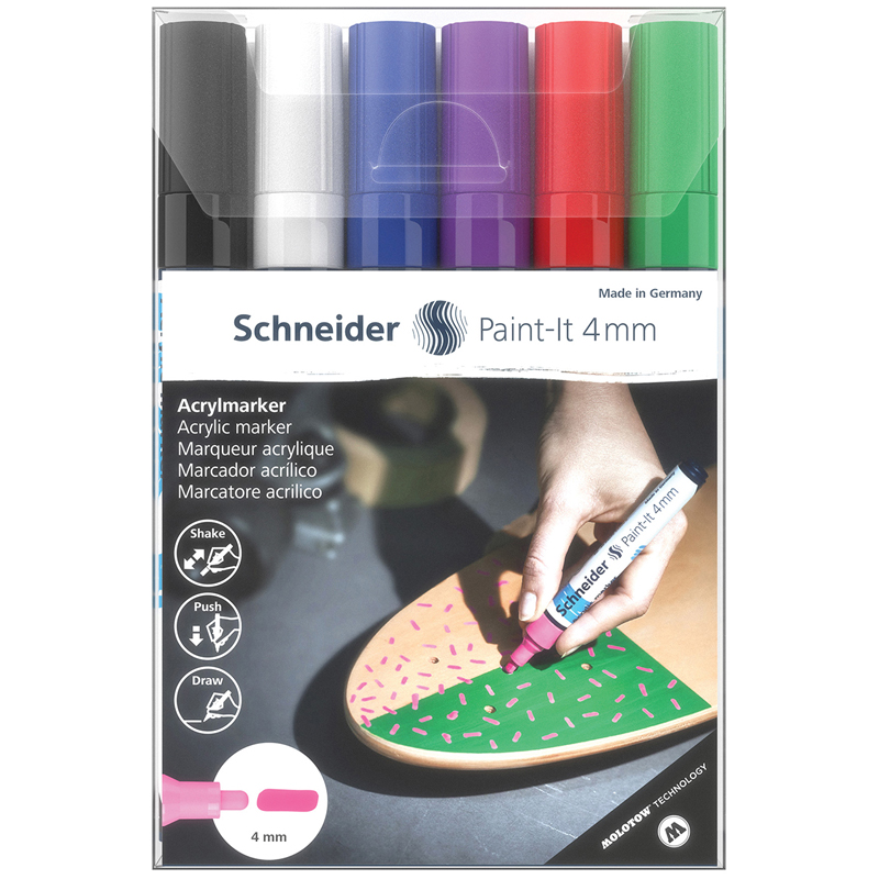 Набор маркеров акриловых Schneider "Paint-it 320", 4мм, ассорти, 6шт. 120295