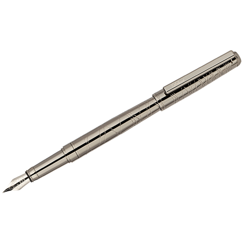 Ручка перьевая Delucci "Mistico" черная, 0,8мм, корпус оружейный металл, подарочная упаковка CPs_814