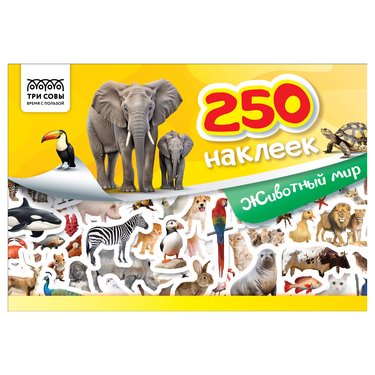 Альбом с наклейками ТРИ СОВЫ "250 наклеек. Животный мир", А5, 250шт., 6стр. АнА5_10444