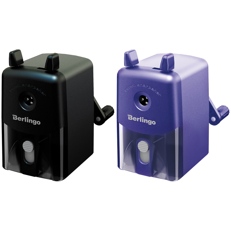 Точилка механическая Berlingo, 2 в 1, цвета металик в асс., пласт. корпус, инд. упак. BM1260