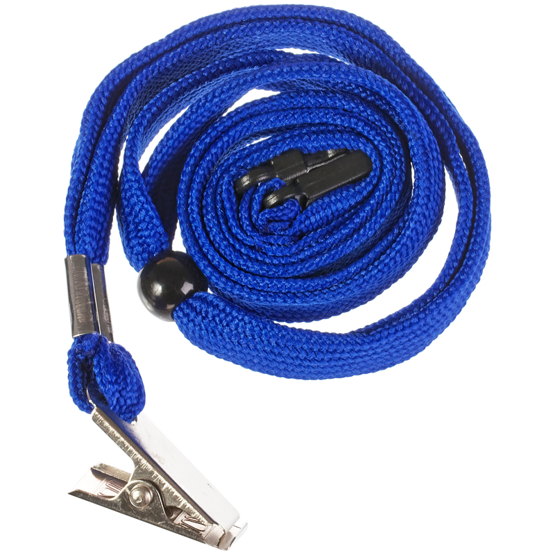 Шнурок для бейджей OfficeSpace, разъемные, 45см, с металл клипсой, синий 284669
