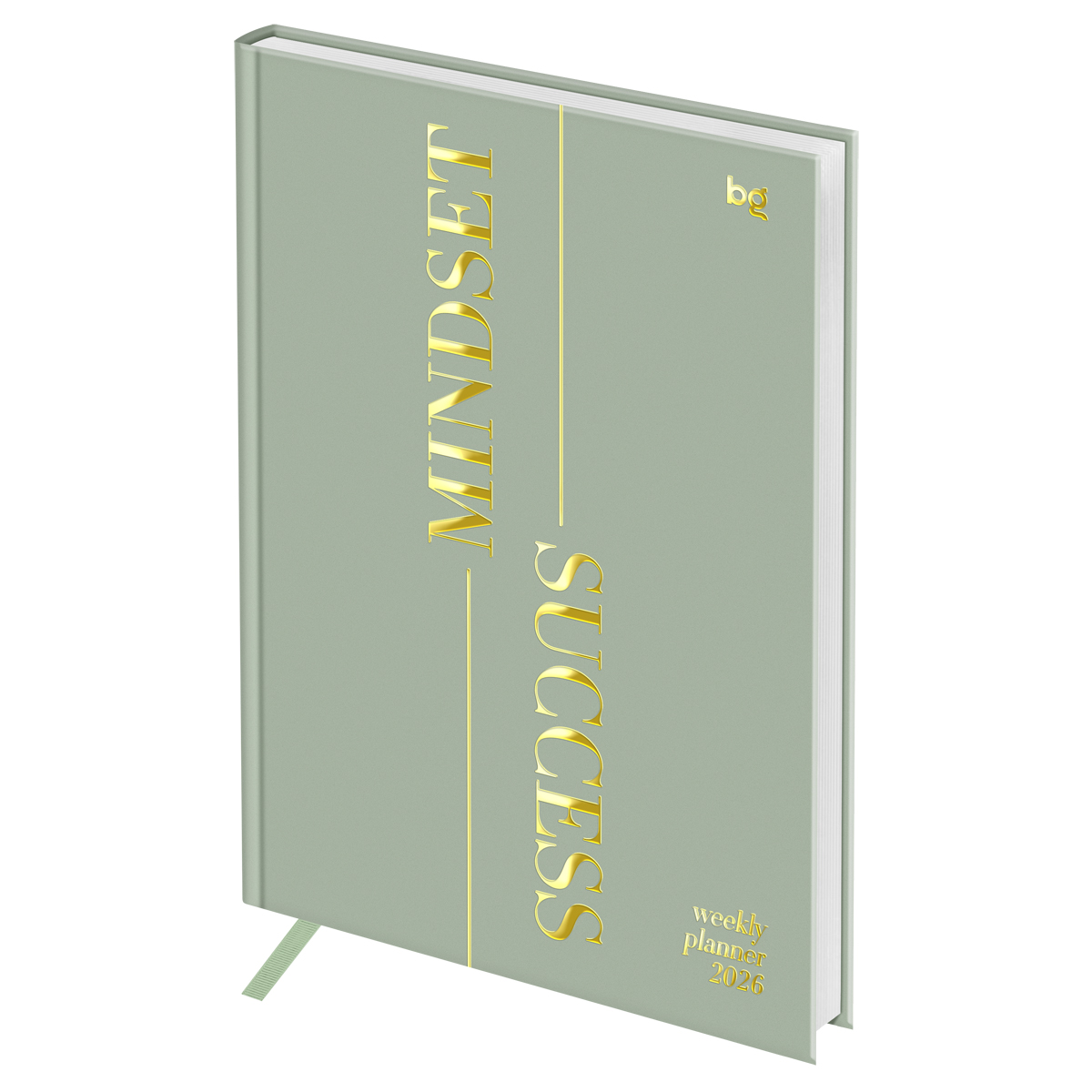 Еженедельник датированный 2026г., А5, 80л., 7БЦ, BG "Mindset. Sage", отд. фольгой 3D Wd_65988