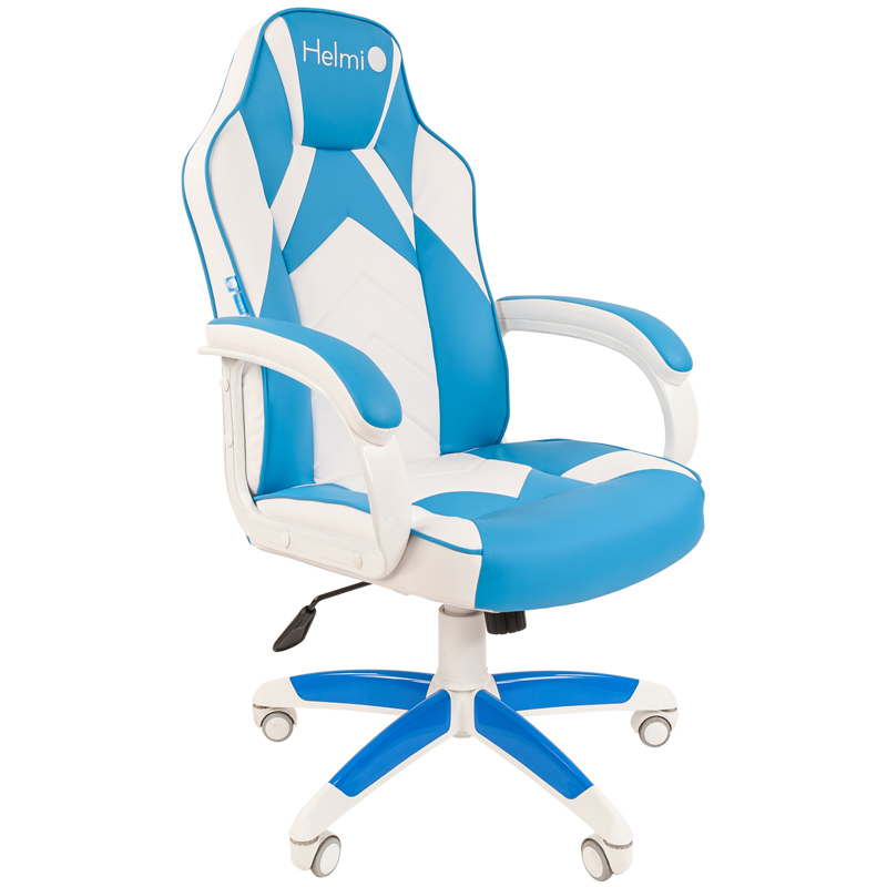 Кресло игровое Helmi HL-S17 "Arrow", экокожа, белая/синяя, механизм качания 322028