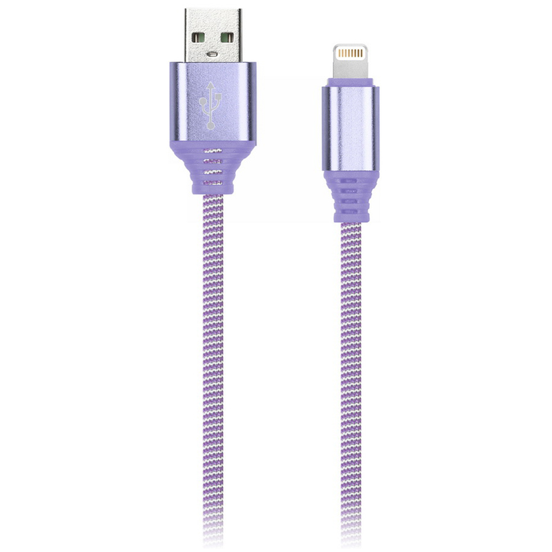 Кабель Smartbuy iK-512NS, USB(AM) - Lightning(M), для Apple, в оплетке, 2A output, 1м, фиолетовый iK