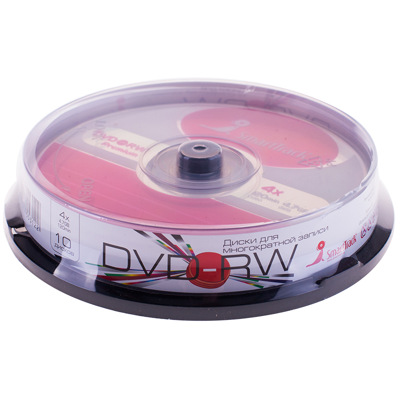 Диск DVD-RW 4.7Gb Smart Track 4x Cake Box (10шт) ST000323