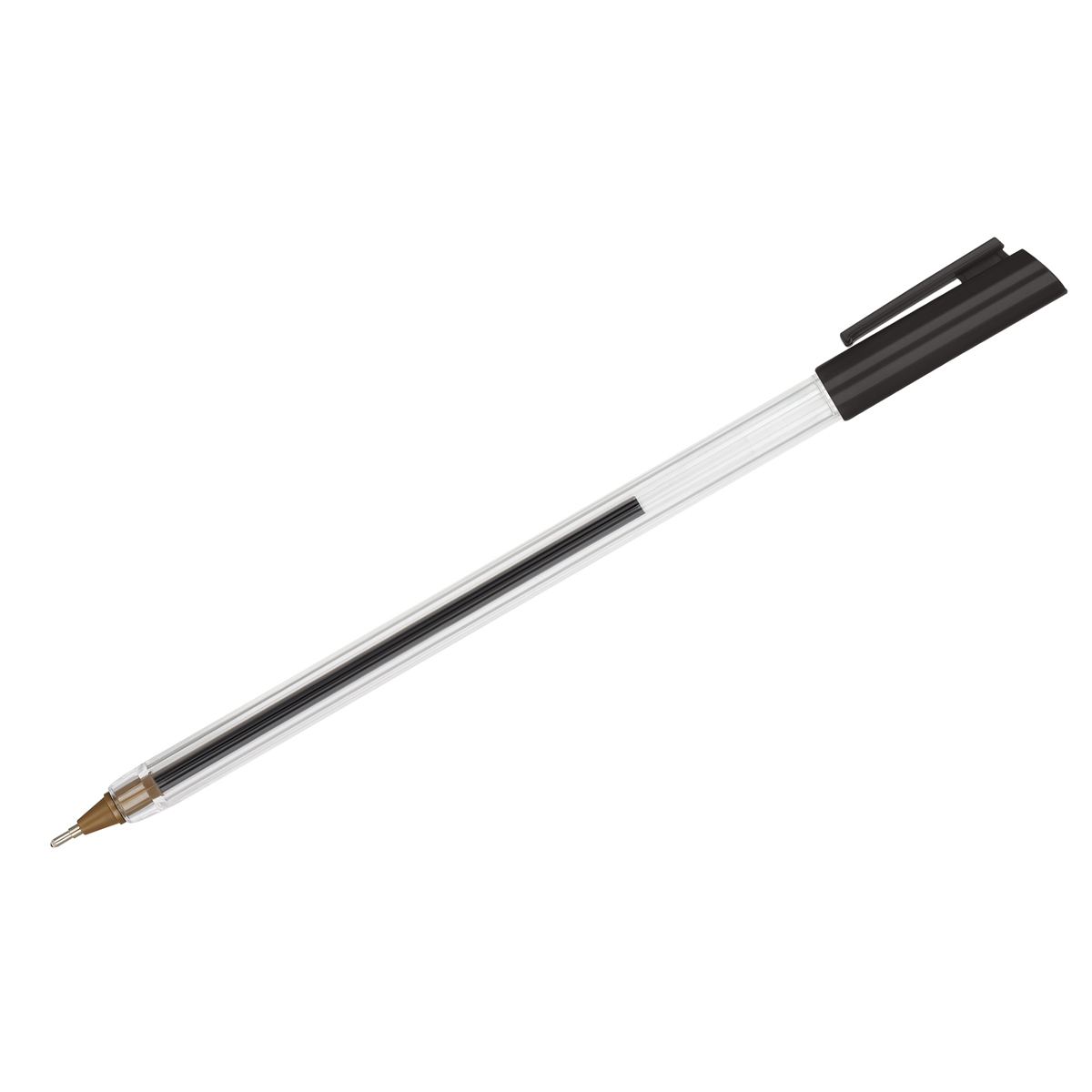 Ручка шариковая Стамм "РШ 800" черная, 0,7мм, прозрачный корпус РШ805