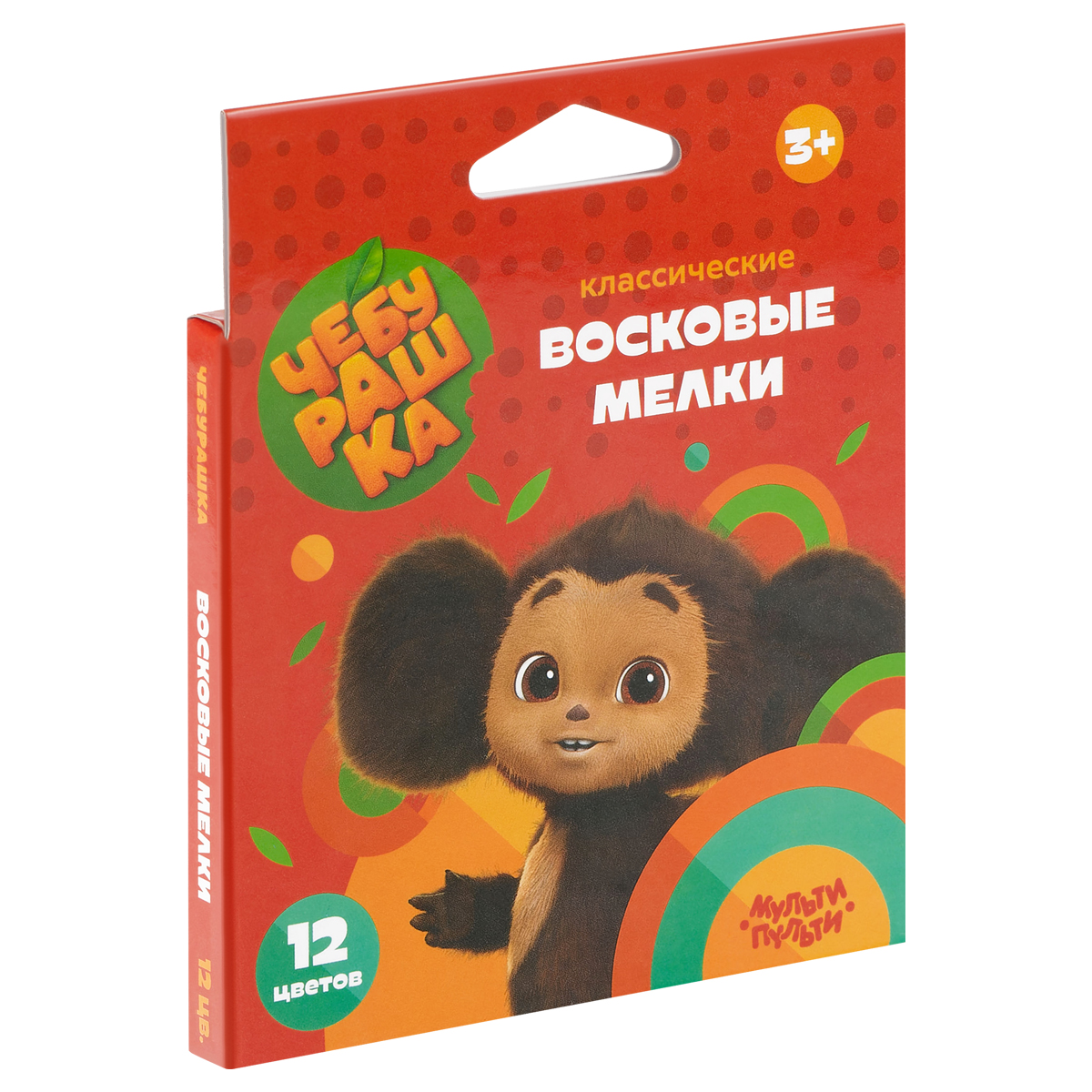 Мелки восковые Мульти-Пульти "Чебурашка", 12цв., круглые, картон, европодвес МВЧБ_53003