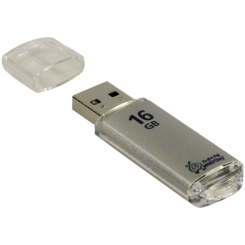 Память Smart Buy "V-Cut"  16GB, USB 2.0 Flash Drive, серебристый (металл.корпус) SB16GBVC-S
