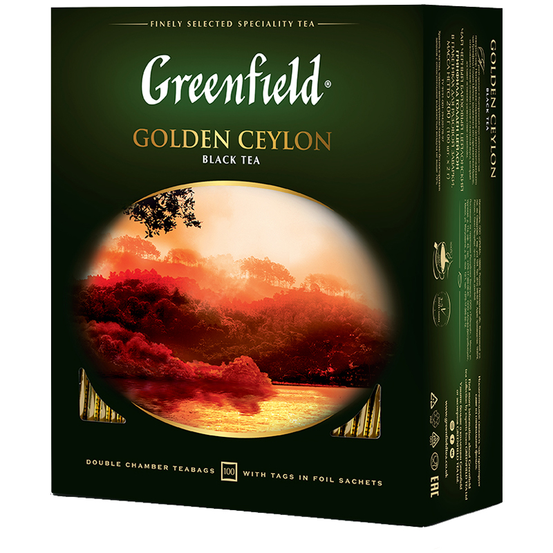 Чай Greenfield "Golden Ceylon", черный, 100 фольг. пакетиков по 2г 0581-09