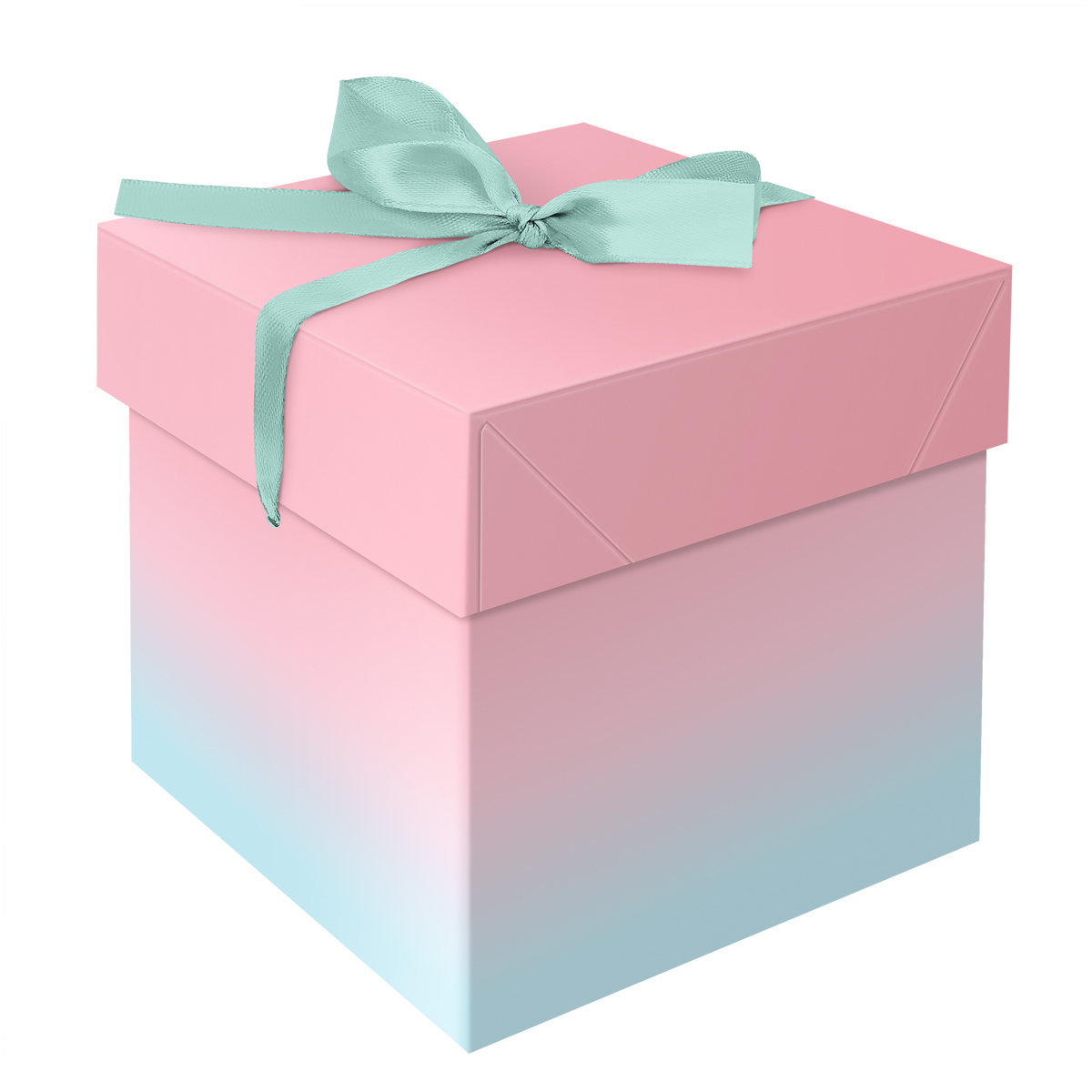 Коробка складная подарочная MESHU "Duotone. Mint-Pink gradient", (15*15*15см), с лентой MS_54170