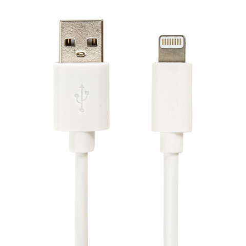 Кабель белый USB 2.0-Lightning, 1 м,SONNEN, медь, для передачи данных и зарядки iPhone/iPad, 513559
