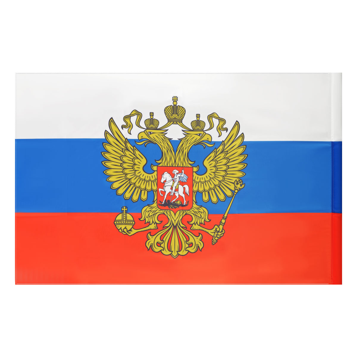 Флаг РФ 90*135см, с гербом, пакет с европодвесом MFFN520